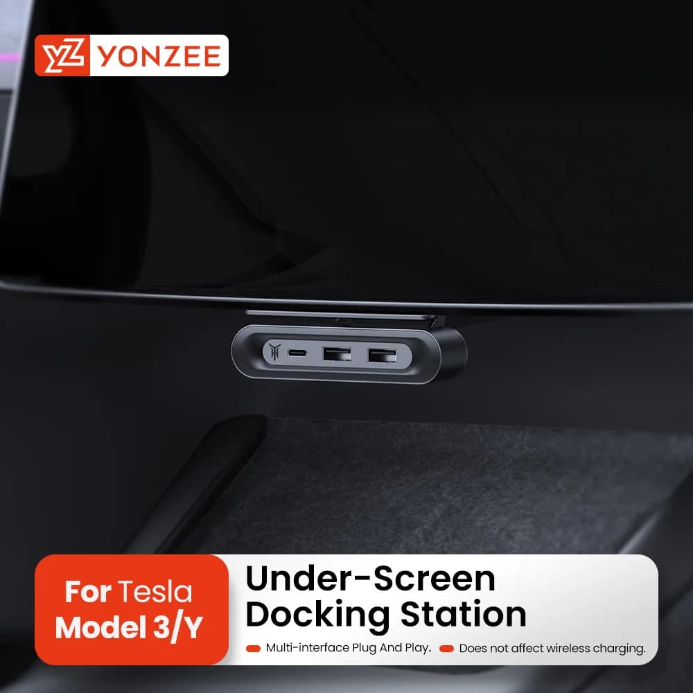 YZ per Tesla Model 3 Y 2021-2023 sotto schermo di navigazione Hub USB caricatore rapido a 4 porte adattatore per Docking Station intelligente Shunt di alimentazione