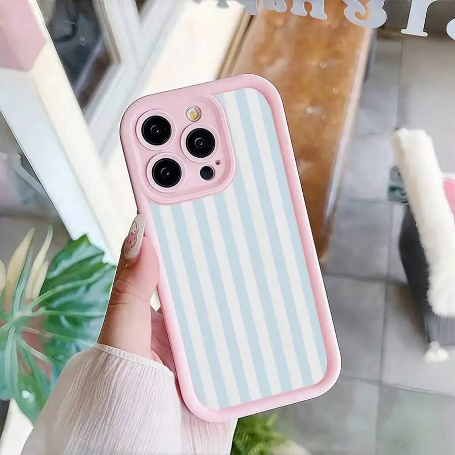 Blue Stripe Patterns Phone Case For iPhone 17 Air 16 15 14 13 12 11 Pro Max 17Pro Mini 16E 7 8 Plus SE 2022 Soft Silicone Cover