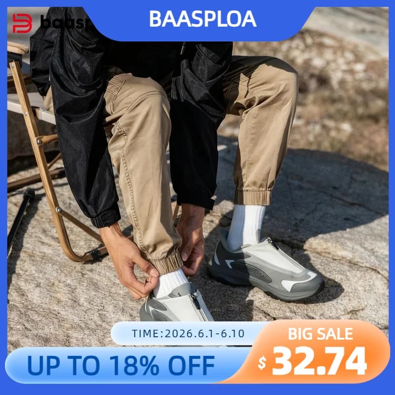 Men's trekking shoes Baasploa with zipper, luxury, breathable mesh, climbing, high quality men's sneakers for outdoor activities