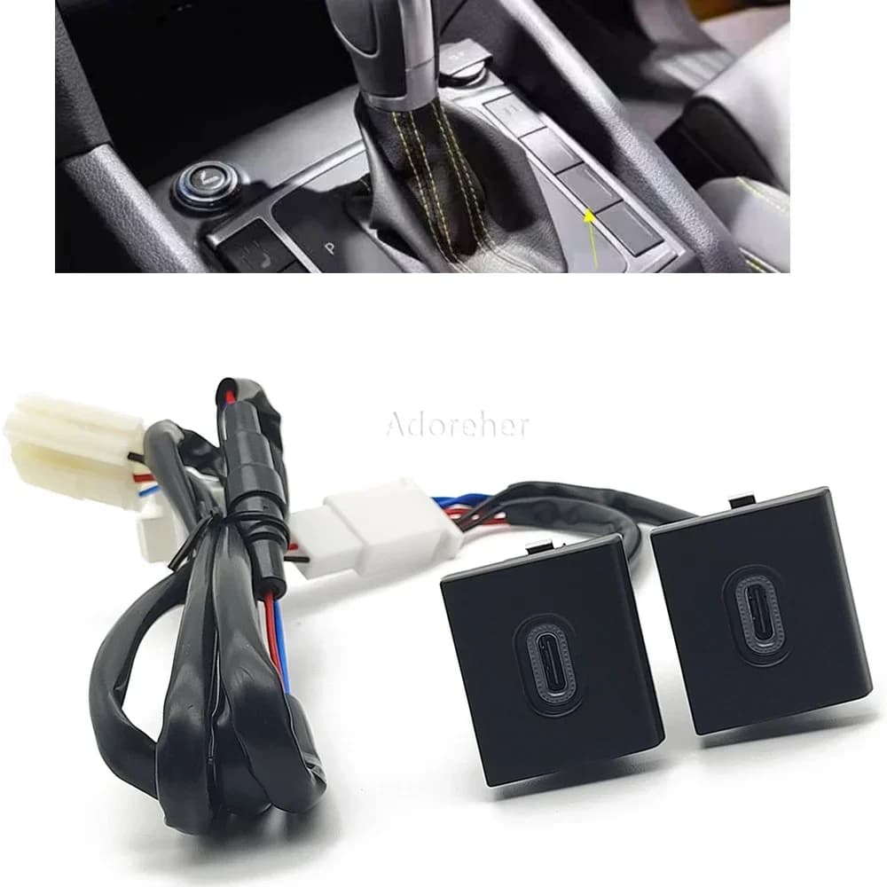 Ricarica USB per auto presa di interfaccia per caricabatterie a TYPE-C porte con cavo per accessori Volkswagen Amarok