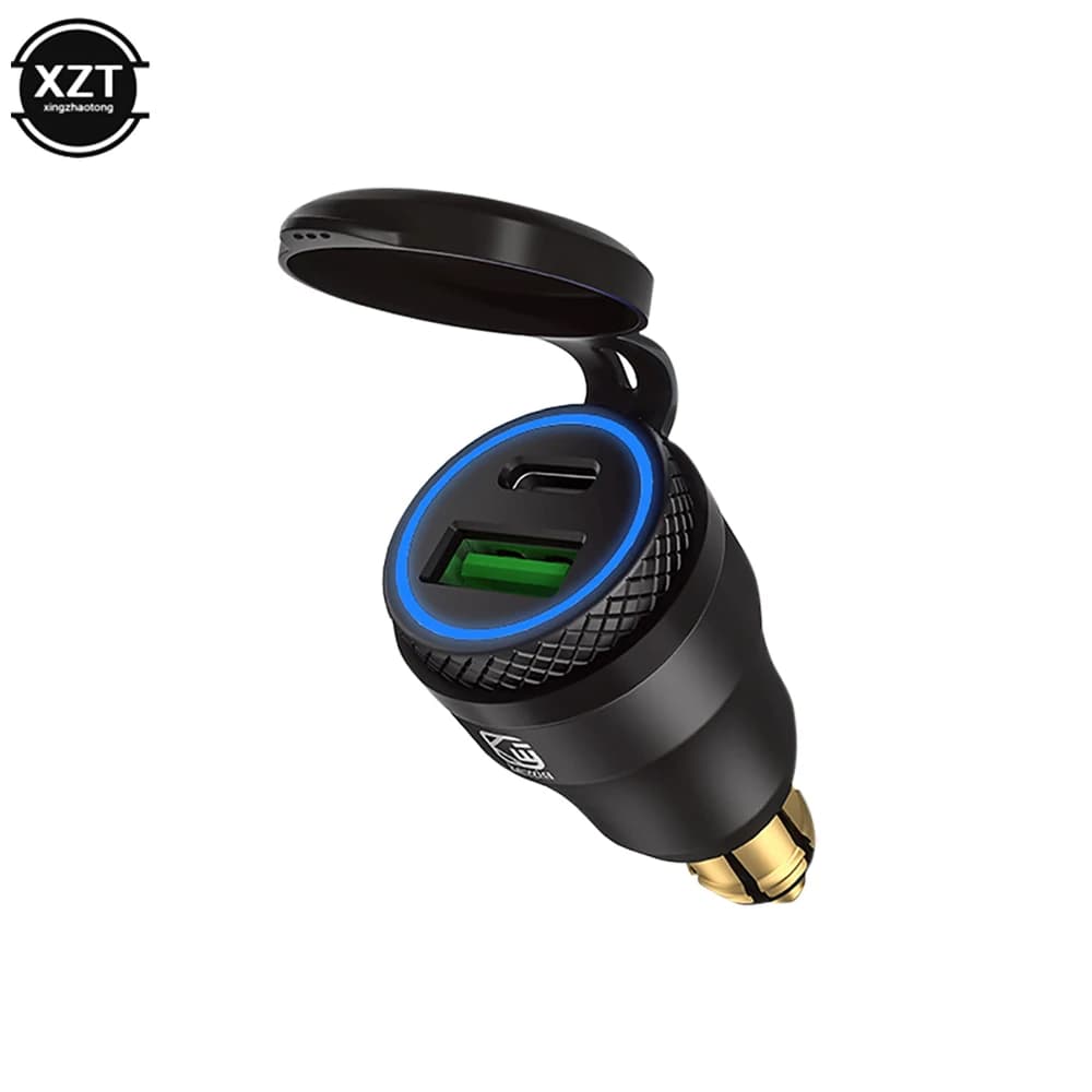 30W PD Type-C QC 3.0 Aluminum USB Charger Adapter for Hella DIN Socket/ BMW Ducati Triumph Motorcycles