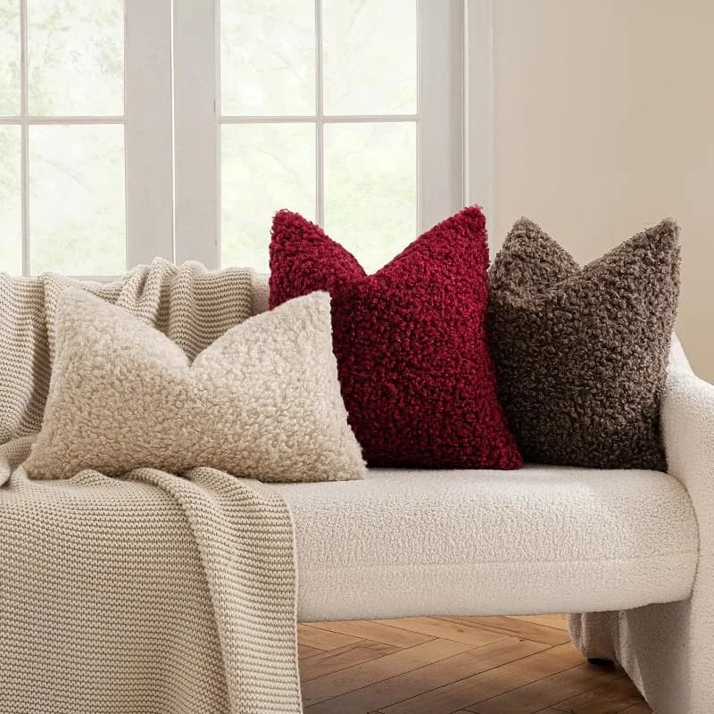 Lightweight Breathable Pillow Cover Machine Washable Skin Friendly Wool Like Pillow Cover Soft Comfortable Durable Pillow Covers