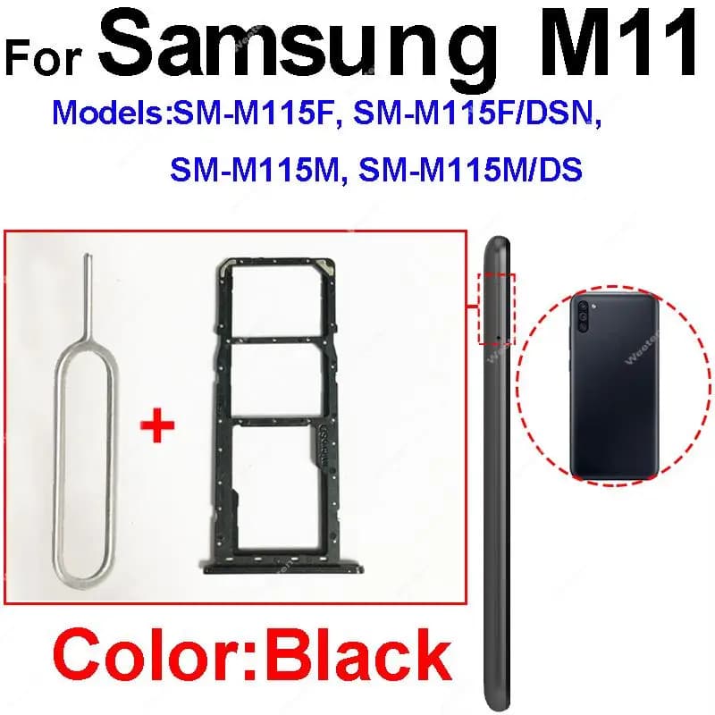 Vassoio lettore di schede SIM per Samsung M11 M12 M127 SM-M127F SM-M127G Slot per scheda SIM Micro Lettore di schede di memoria Adattatore Parti del connettore