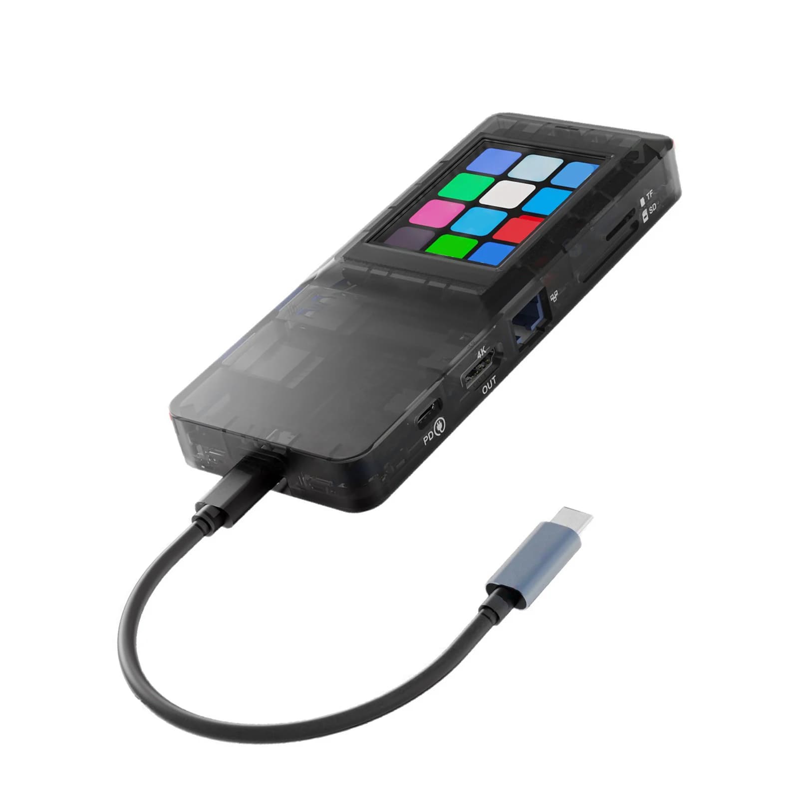 Hub USB Docking Station per Laptop con Schermo LCD Touch Control, RJ45, Lettore Schede di Memoria/TF, PD 100W, HDTV 3840*2160