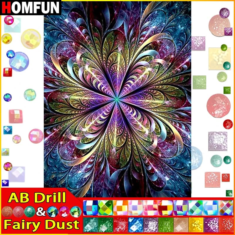 HOMFUN Fairy Dust AB 5D pittura diamante fai da te "Flower Mandala" trapano completo resina diamante ricamo punto croce decorazioni per la casa