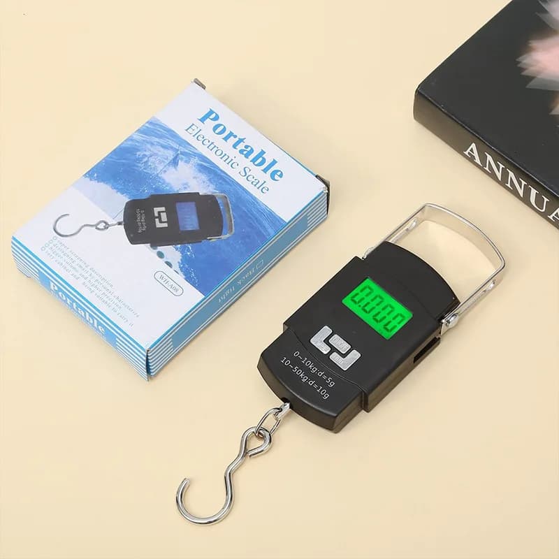 Bilancia Digitale Portatile da 50kg per Bagagli, Bilancia Elettronica con Gancio, Mini Bilancia a Molla per Valigie e Pesatura Postale