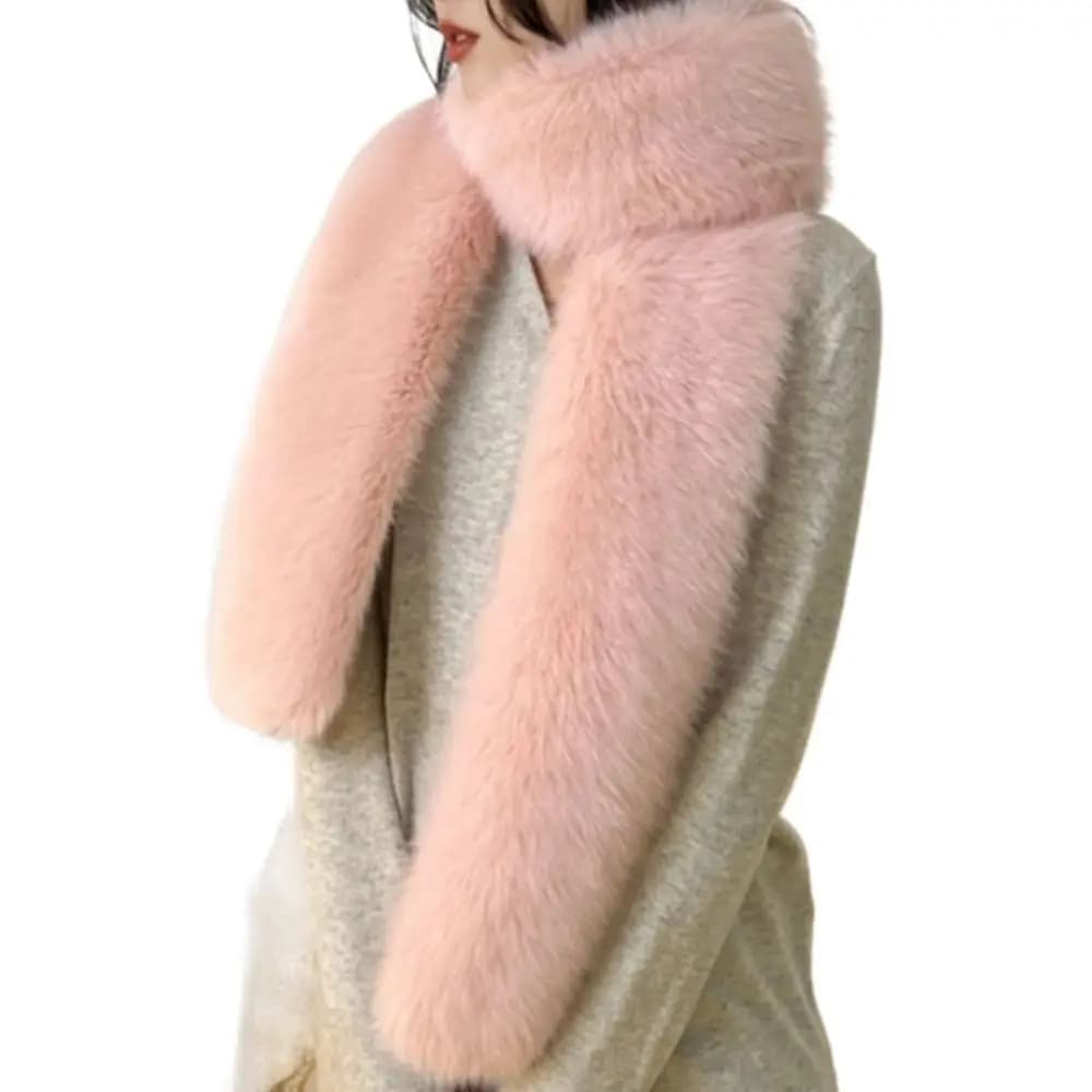 Fashionable 180cm Fake Fur Long Scarf Soft Thick Long Strip Scarf Fur Decor Winter Fluffy Scarf Outdoor