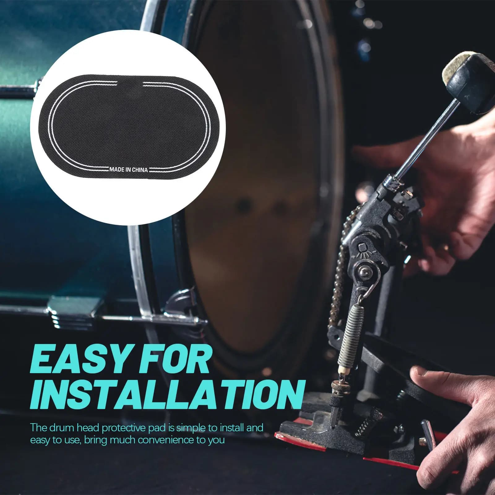 2 Pezzi Adesivo Bass Beater per Pad da Pratica, Patch per Doppio Pedale Singolo per Batteria