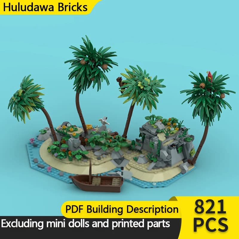 Medieval Castle Model MOC Building Bricks Island Rocky Reef Modular Technology Children Holiday Gifts Assemble Toys Suit