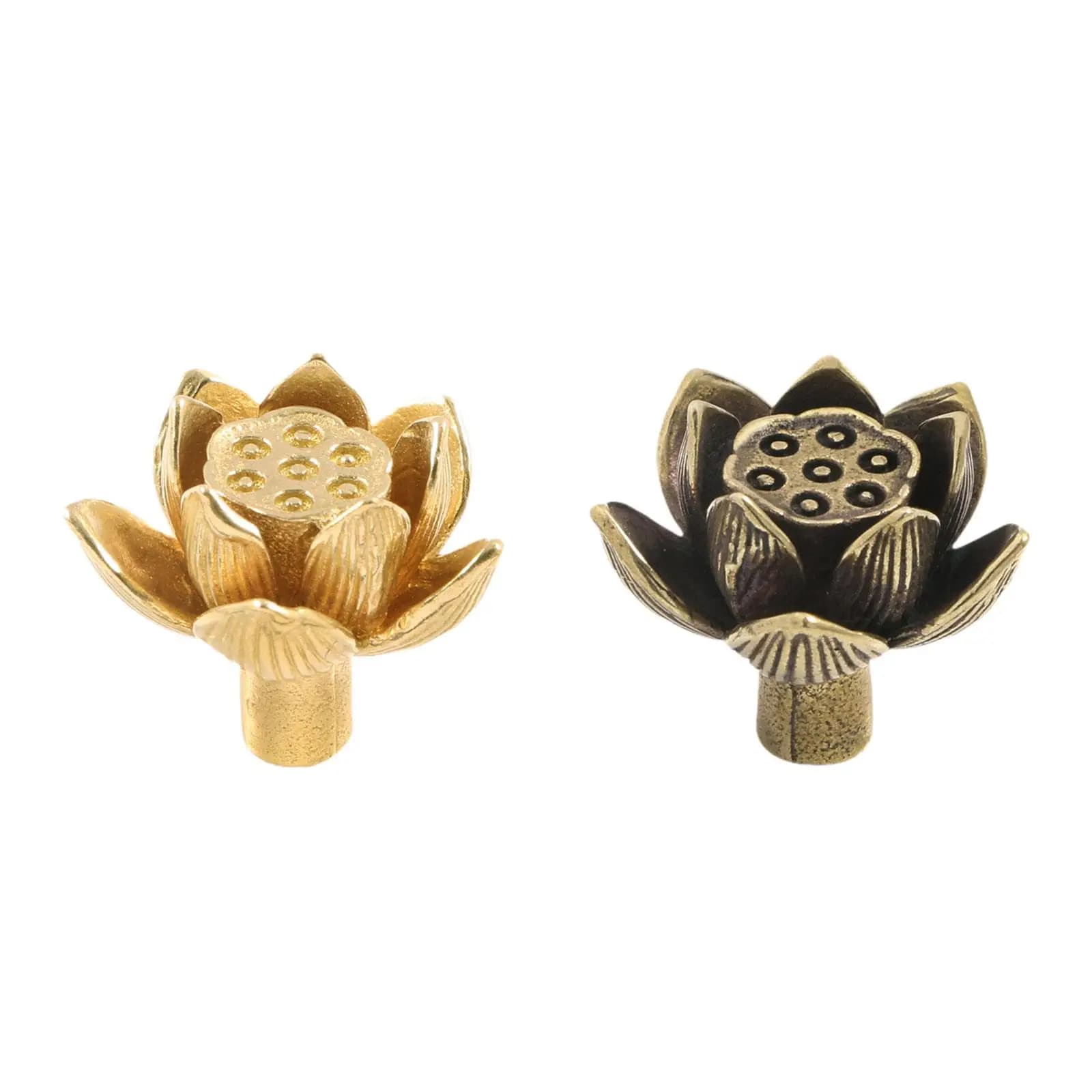 Golden Cabinet Door Knobs Brass Lotus Seedpod Art Drawer Pull Handle Button for Home Decor Storage Furniture