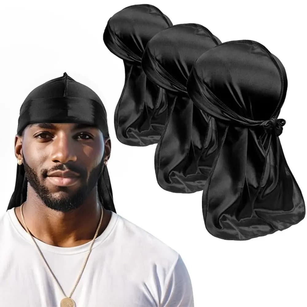 Cappello Turbante Lungo in Seta alla Moda, Bandana ad Asciugatura Rapida, Copricapo Stile Pirata, Durag Unisex