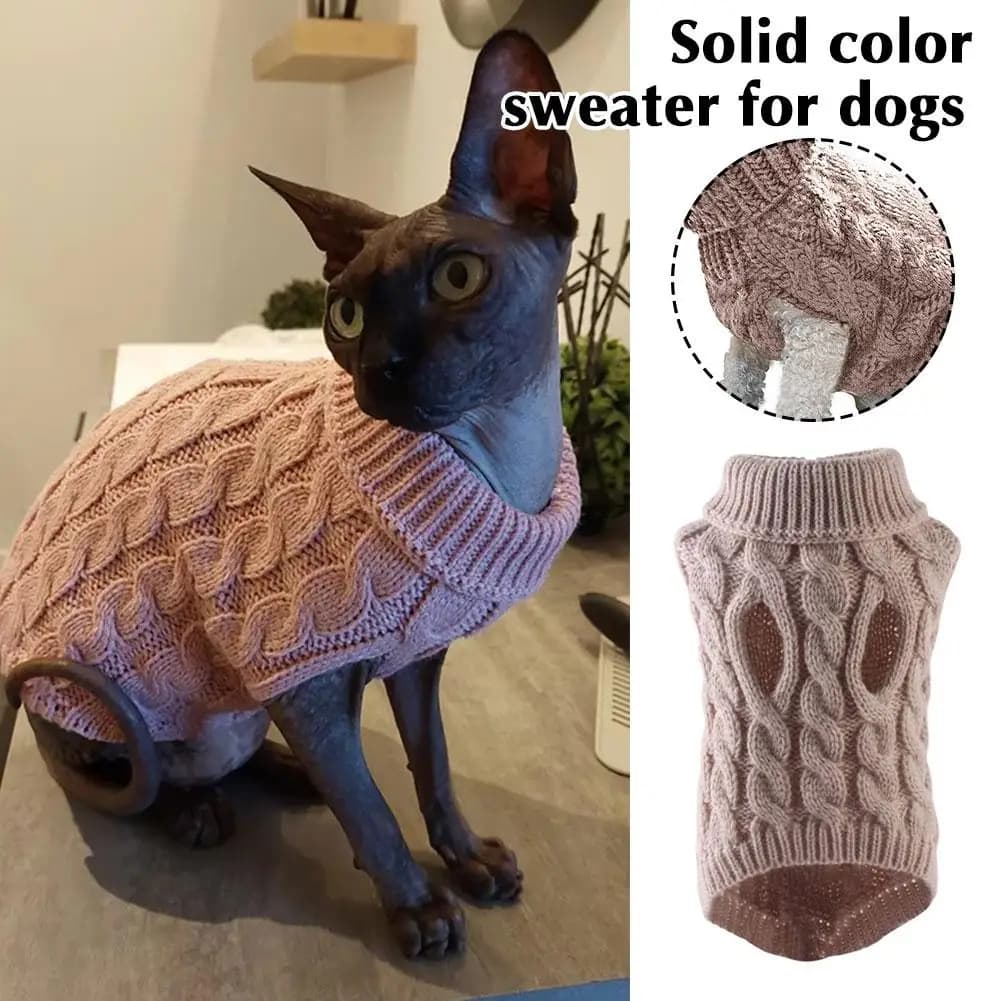 Small Dog Sweater with Leash Hole Gingham Patchwork Doggie Knitwear Warm Pet Pullover Cat Clothes Fall Winter Cold Weather