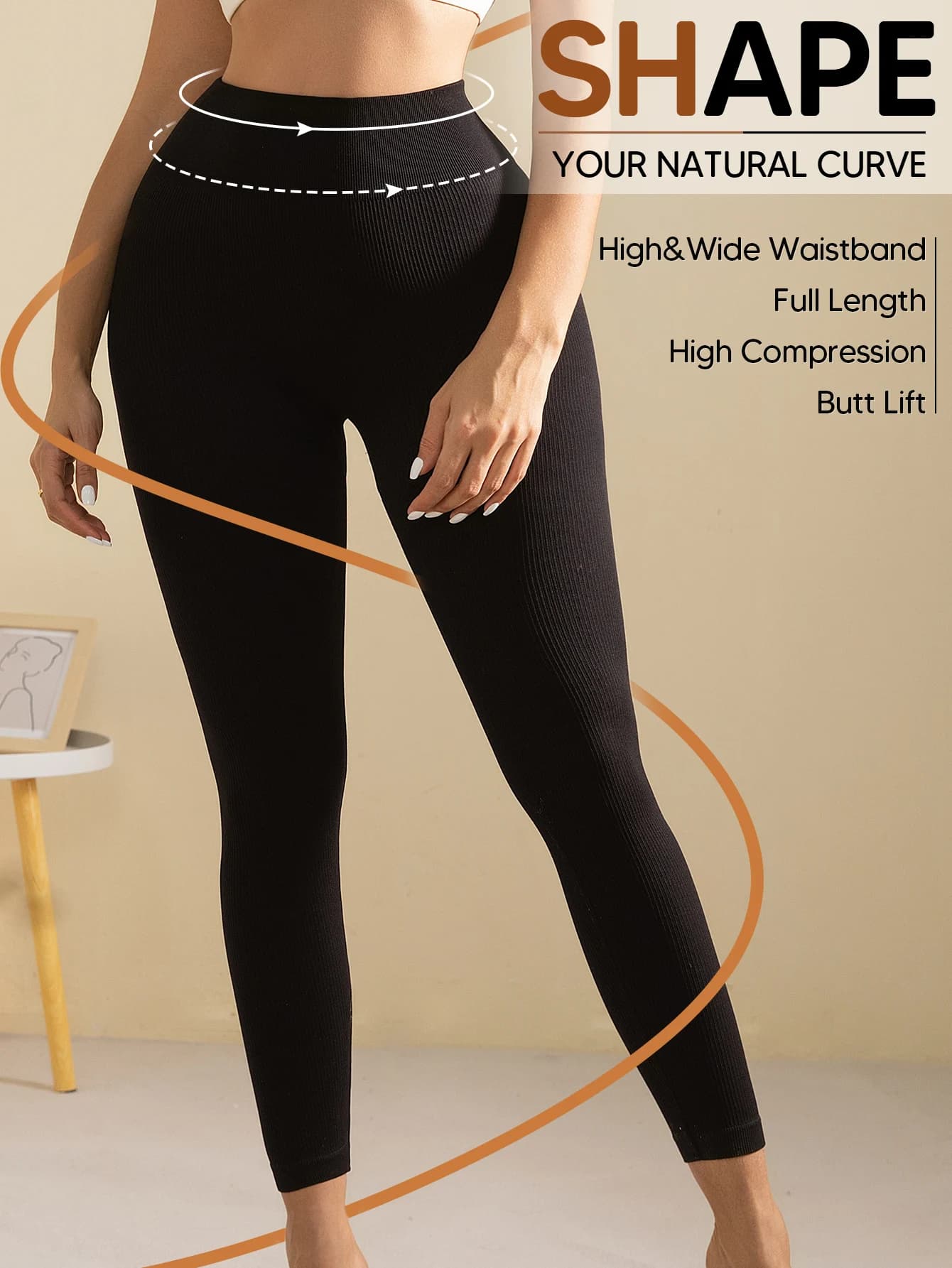 Leggings a vita alta da donna - Pantaloni contenitivi per la pancia Pantaloni da yoga morbidi da allenamento non trasparenti per la corsa Nero