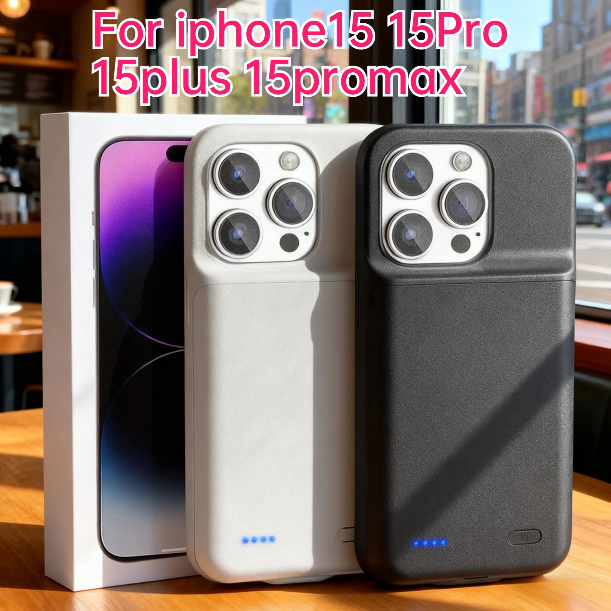 Power Bank wireless compatibile da 20000 mAh adatto per iPhone 15 15Pro 15ProMax 15Plus Custodia per batteria portatile ultrasottile con clip posteriore