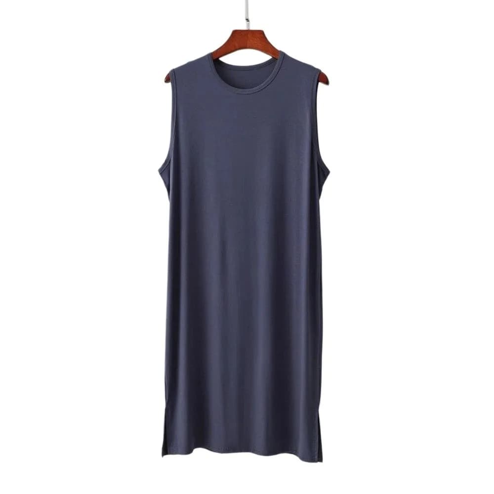 Homewear Knee-Length Men's Sleeping Dress Elastic Soft Modal Pajamas Thin Sleeveless Night-robe Summer