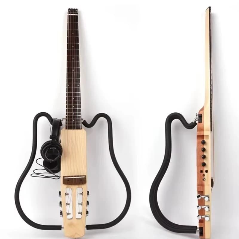 Headless Electric Silent Classical Guitar Solid Spruce Top Mahogany Rosewood Ukulele With Maple Body