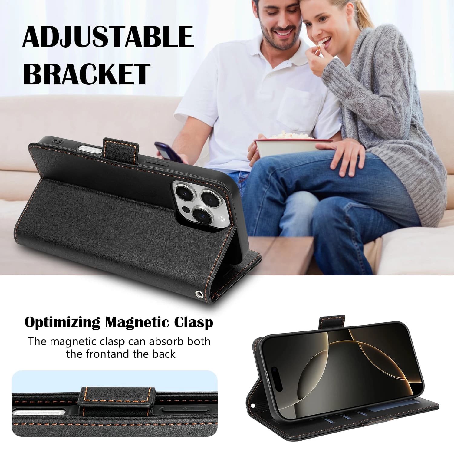 Wallet With Card Slot Bracket Magnetic Flip Artificial Leather Case For iPhone 18 Pro Max 18 Pro 17e Shockproof Cover