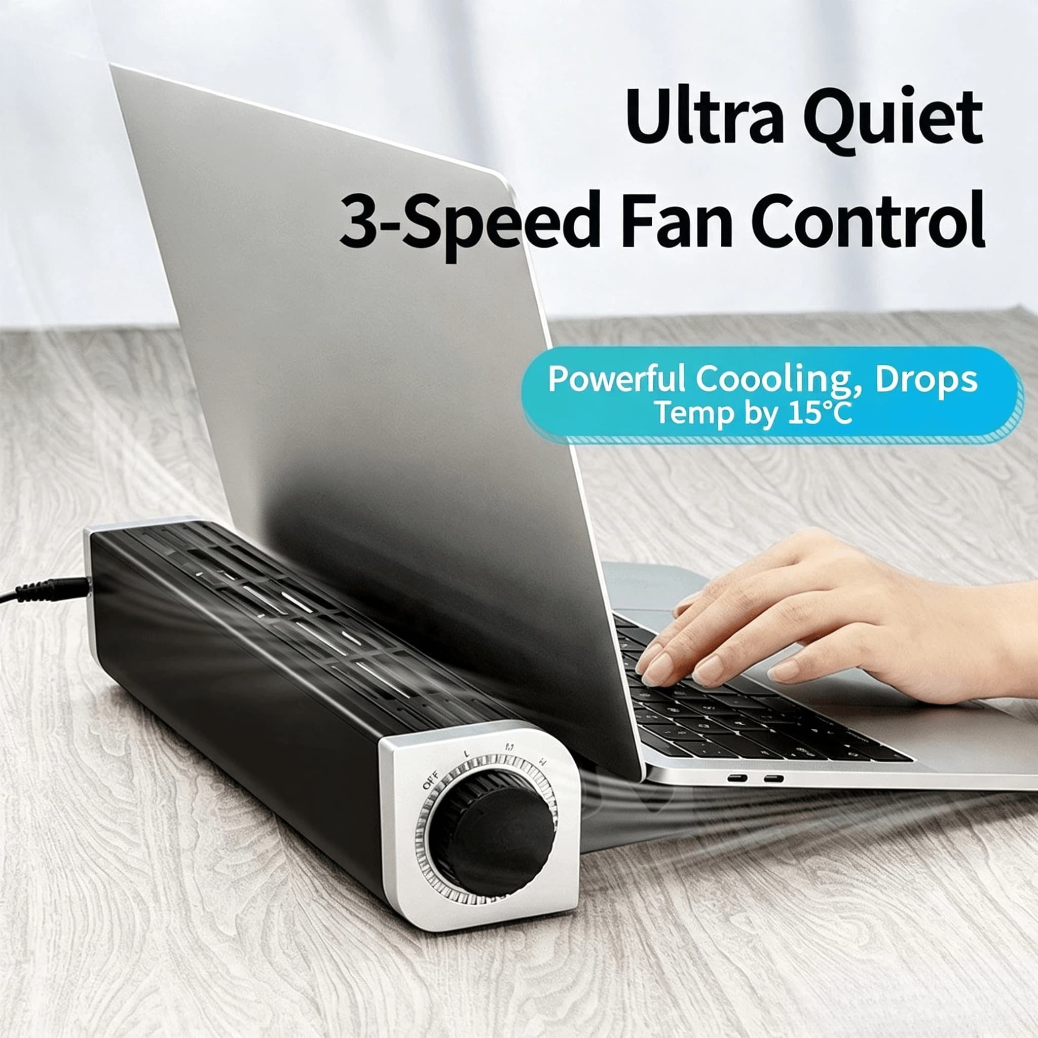 USB Laptop Cooling Bracket Stand, Large Airflow Cooler Base for Gaming Notebook PC