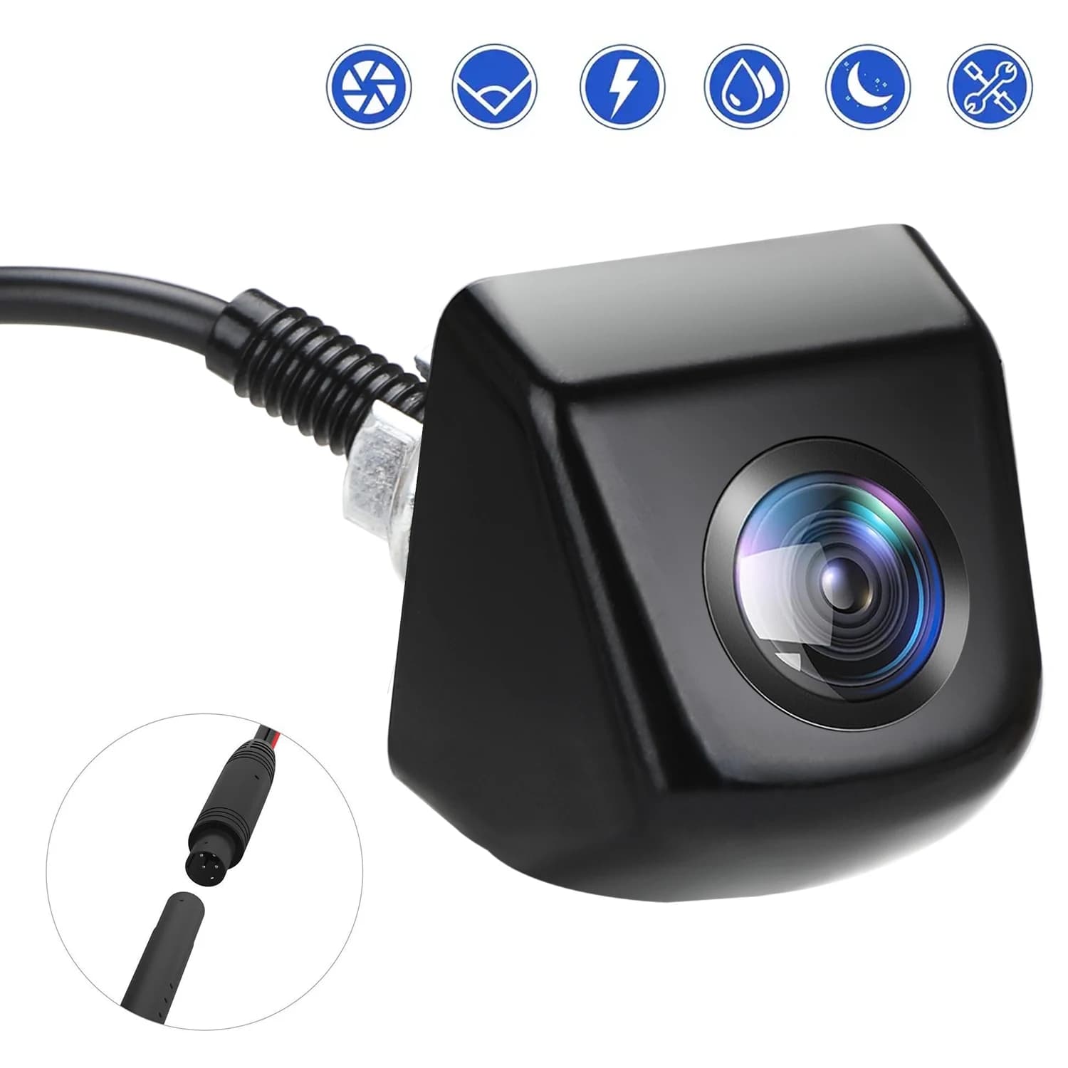 Telecamera di backup universale per auto, telecamera di parcheggio per visione notturna inversa per retromarcia, telecamera per auto con installazione facile e angolazione regolabile