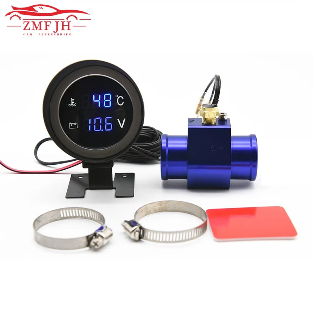 Indicatore della temperatura dell'acqua per auto -10-110 ℃ Con sensore per tubo comune temperatura acqua 28MM 34MM Adattatore 1/8NPT Sensore voltmetro 2 IN 1 personalizzato
