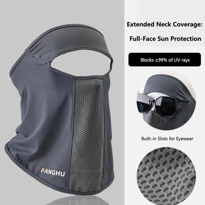 1 pz Maschera Viso Gini in Seta Ghiaccio Anti-UV con Foro per Occhiali, Protezione Collo e Orecchie, Ideale per Sport Estivi