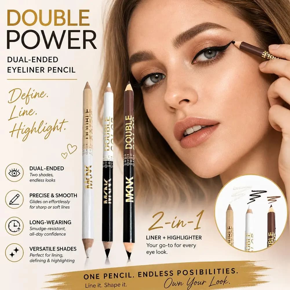 Dual Color Wooden Eyeliner Pencil Smooth Matte Black White Gel Eye Liner Pen Pearlescent Lying Silkworm Highlight Shadow