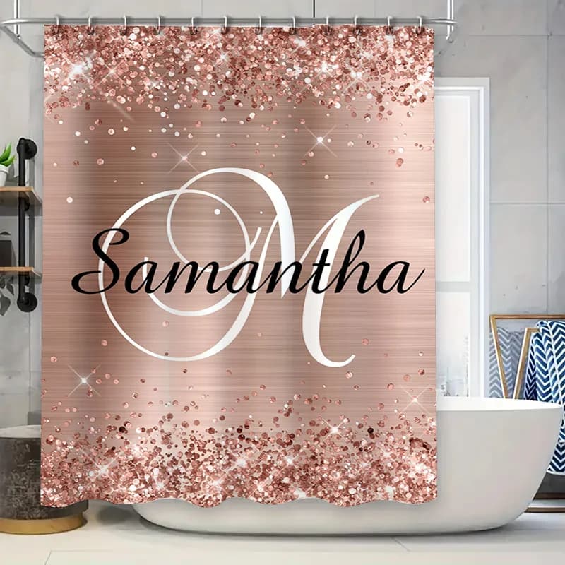 Nome personalizzato Tenda da doccia per vasca da bagno Decorazione personalizzata per la casa in tessuto impermeabile decorativo