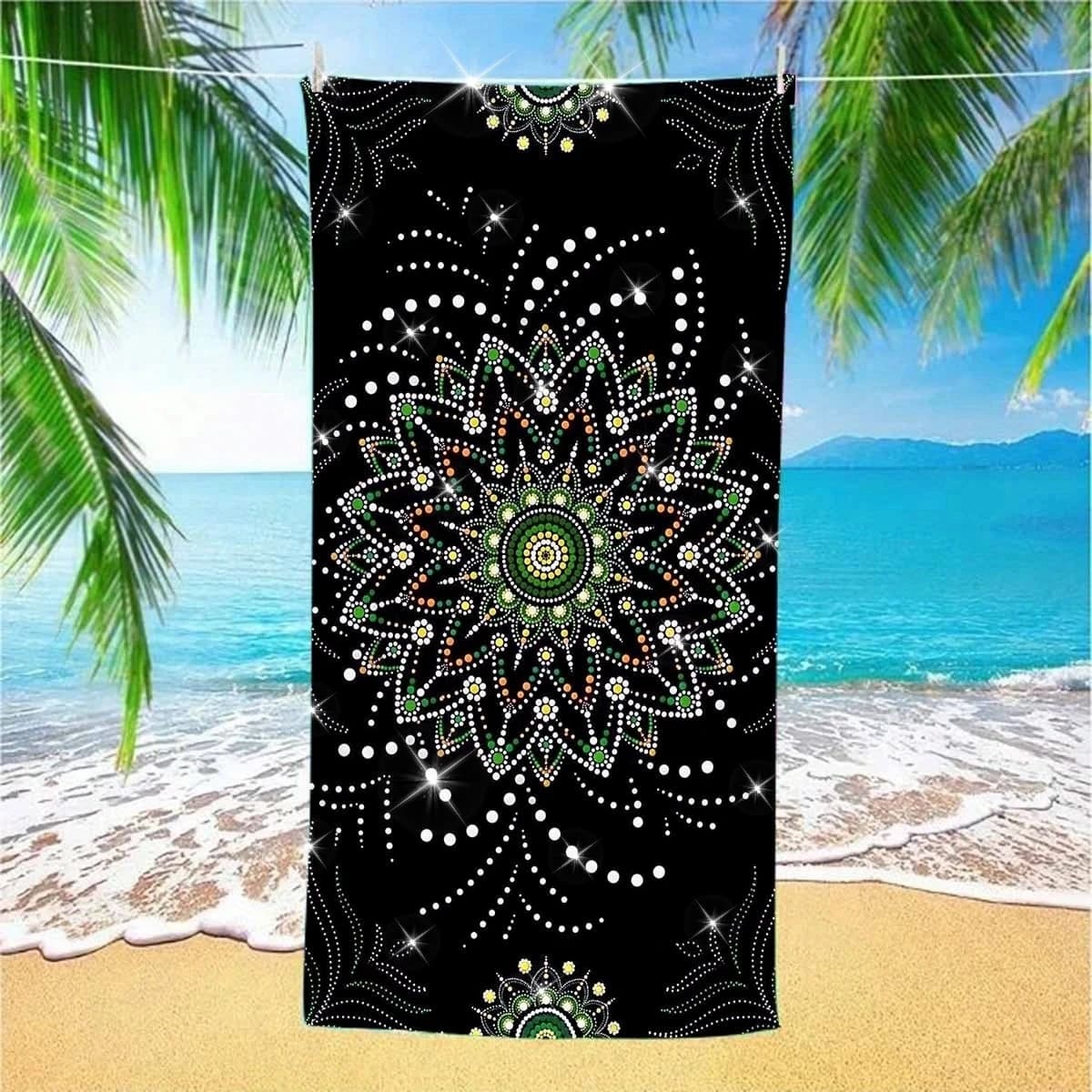 Fodera per cuscino decorativa a doppio lato con stampa floreale verde e nera, motivo mandala boho, per divano e arredamento casa in stile boho