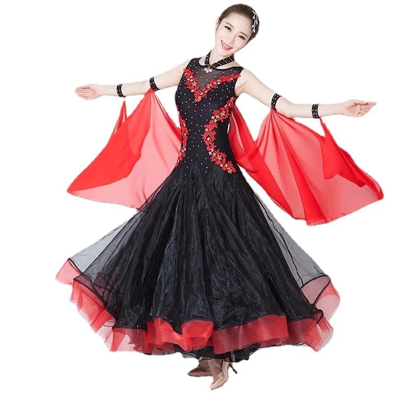 Donne sexy grande pendolo donne sexy sala da ballo concorso di danza abiti femminile moderno valzer tango abito standard per il palco