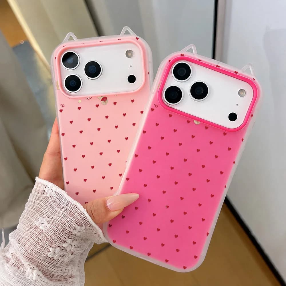Compassion Two-in-One TPU Phone Case For iPhone 17 16 Pro Max 17 Pro Max 15 16 12 13 14 11 Cat Ear Capinha Capa Shockproof Cover