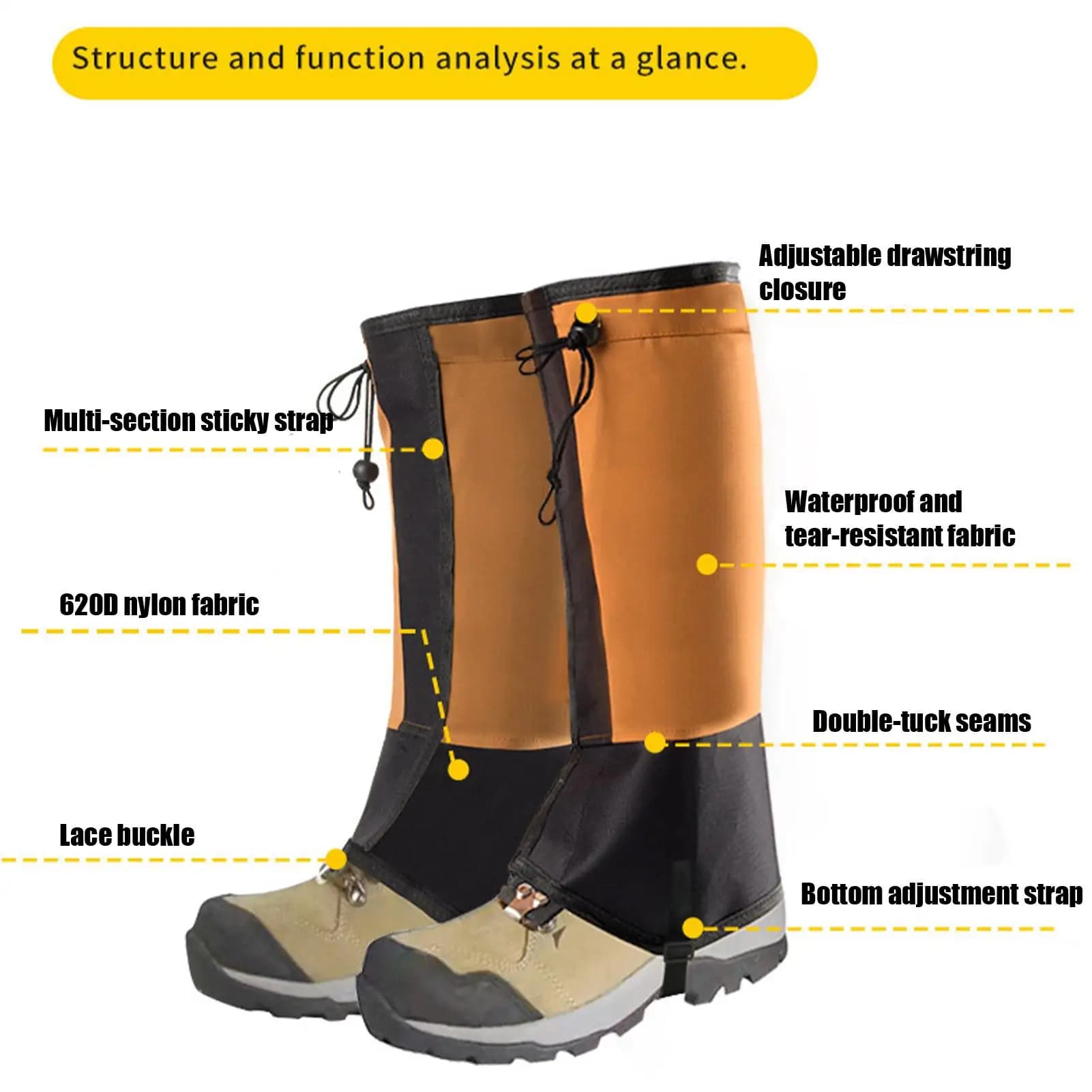 Boot Gaiters Waterproof Adjustable Sandproof Cover Trail Gaiters For Men Women Hiking Boot Snow Winter Shoe Trail Rain Running