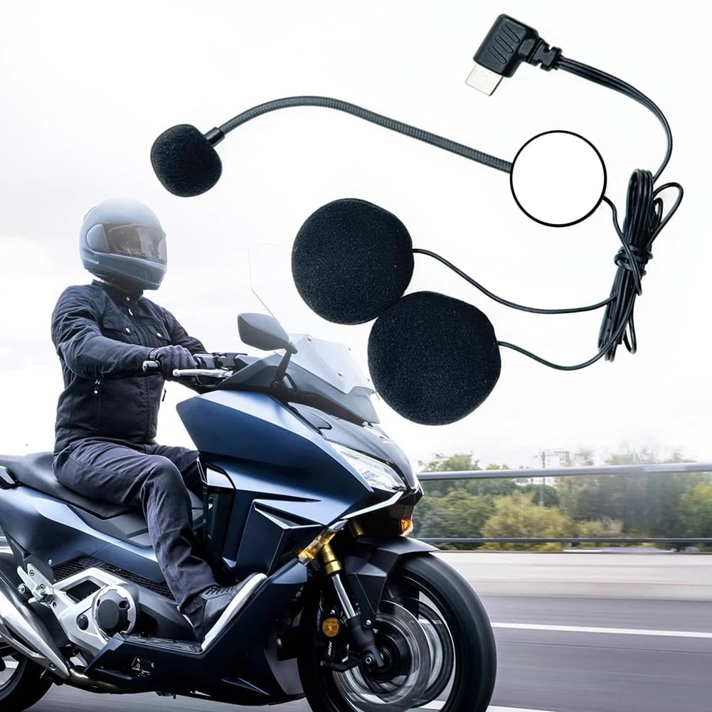 Microphone Speaker Headphone Type C Connector Motorcycle Helmet Interphone Noise reduction for cycling