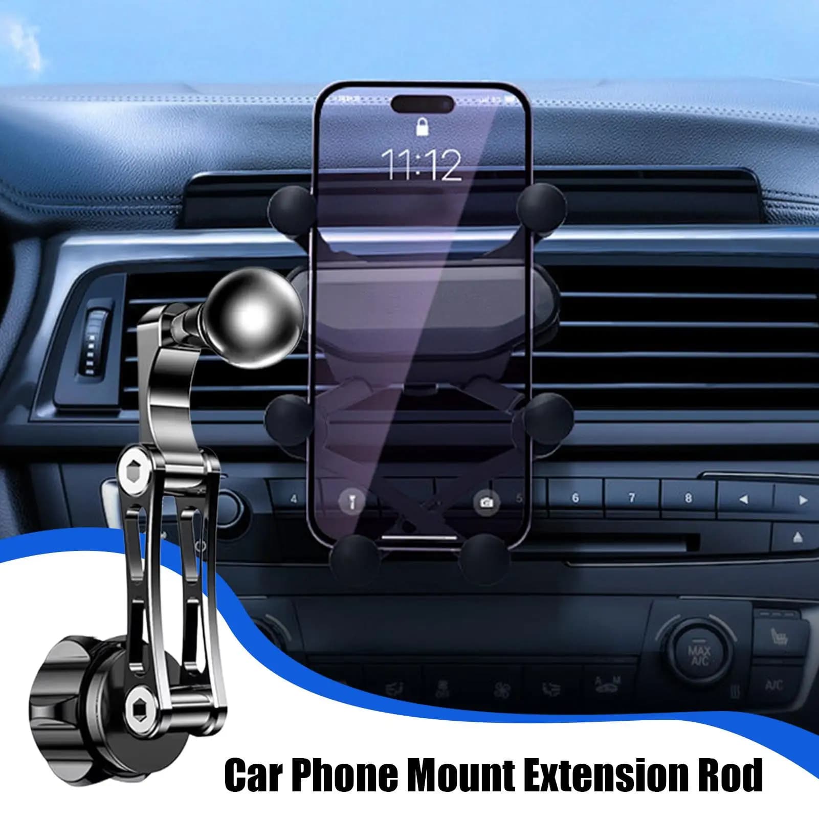Prolunga per montaggio a sfera 17mm Prolunga per supporto per fotocamera per cruscotto auto Adattatore per montaggio su telefono girevole per navigazione per auto Guida camper