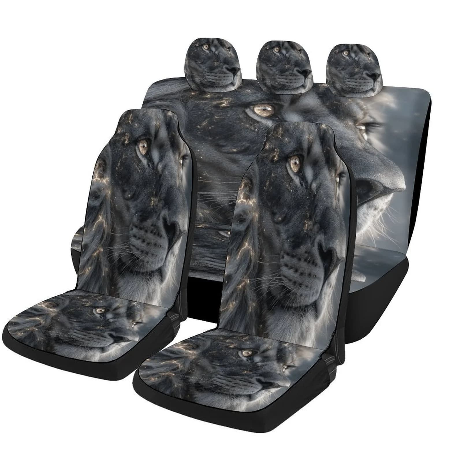 Lion Spark Designed Car Seat Cover Set For Most Cars, High-quality Comfortable Car Seat Protector Covers Full Set, Universal Car