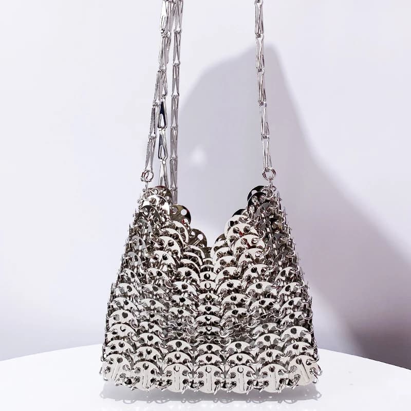 Borse da sera da donna metalliche per borse da donna di design di lusso borse 2024 nuove In tessuto con paillettes scava fuori la Mini tracolla a tracolla