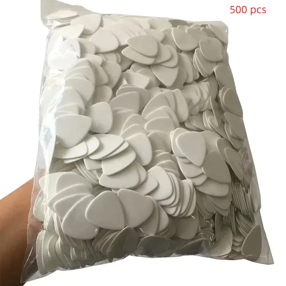 Lotti all'ingrosso di 500 pezzi Plettri per chitarra in ABS bianco solido Plettri 0,46/0,71/0,96/1,2 mm Dimensioni Opzionali SCELLO Stock Spedizione rapida