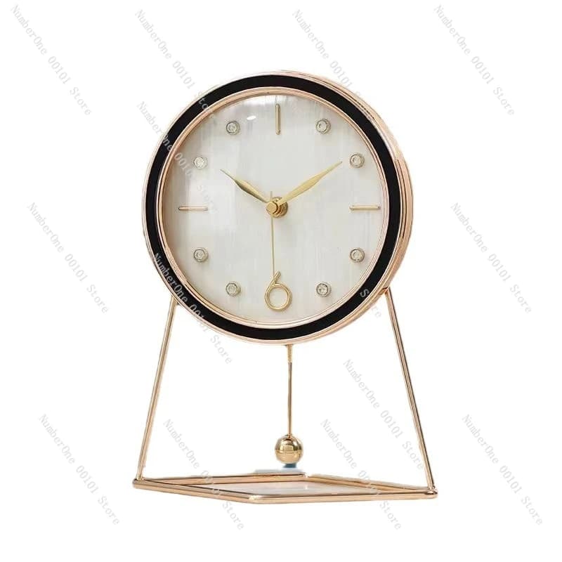 Orologio a pendolo in metallo, orologio da tavolo, orologio decorativo da tavolo per soggiorno
