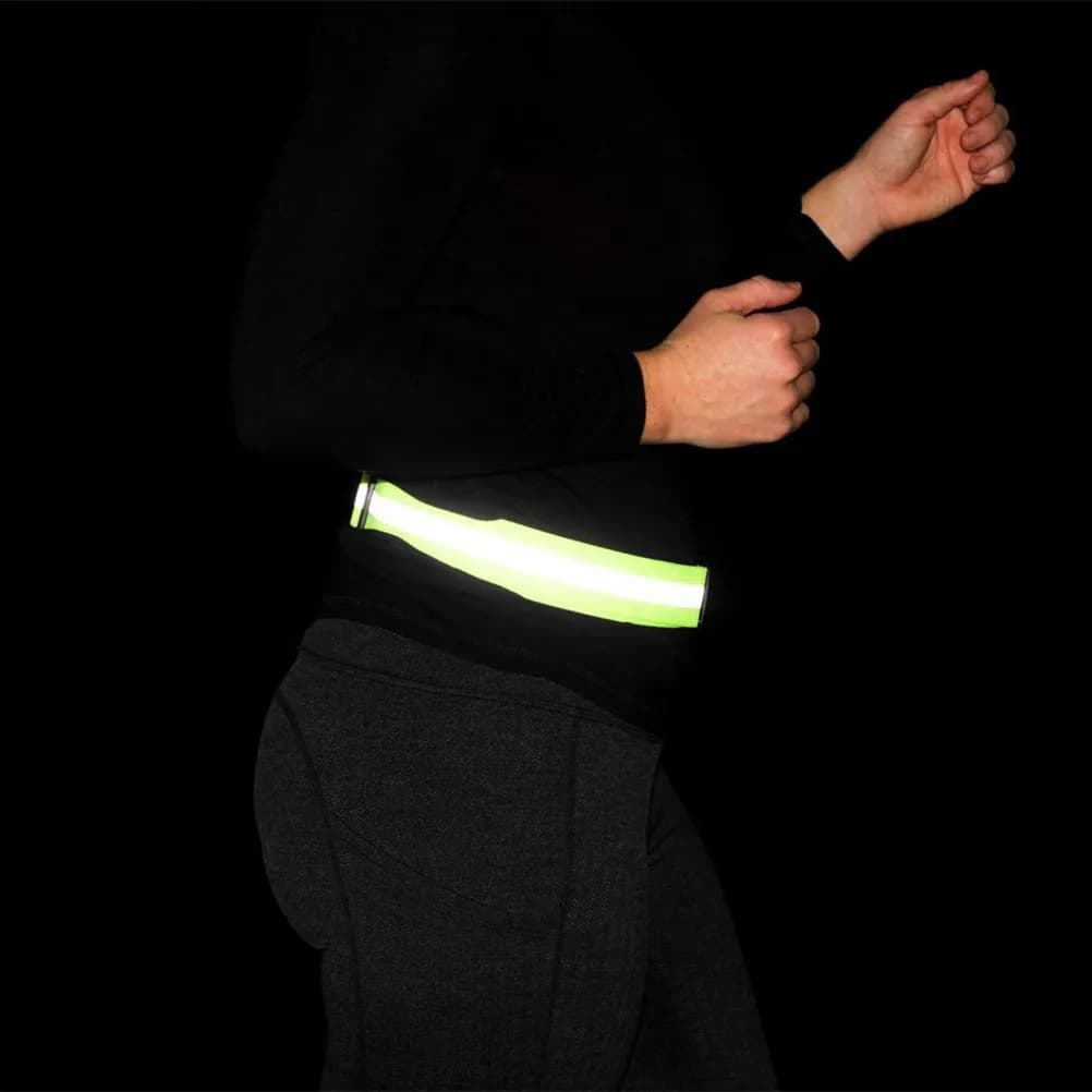 2 Pezzi Cintura Riflettente Verde Fluorescente Elastica Regolabile ad Alta Visibilità per Corsa Ciclismo Camminata Notturna