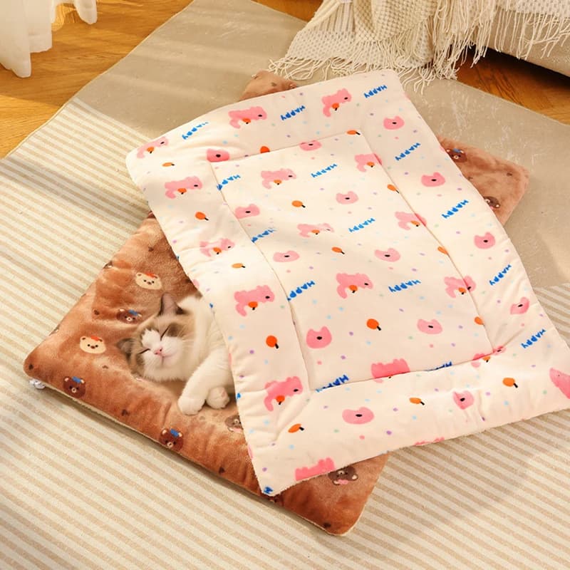 Double-Sided Warm Plush Pet Mat All Season Universal Washable Comfortable Cat Dog Blanket Cushion Pet Sleeping Bed Blankets