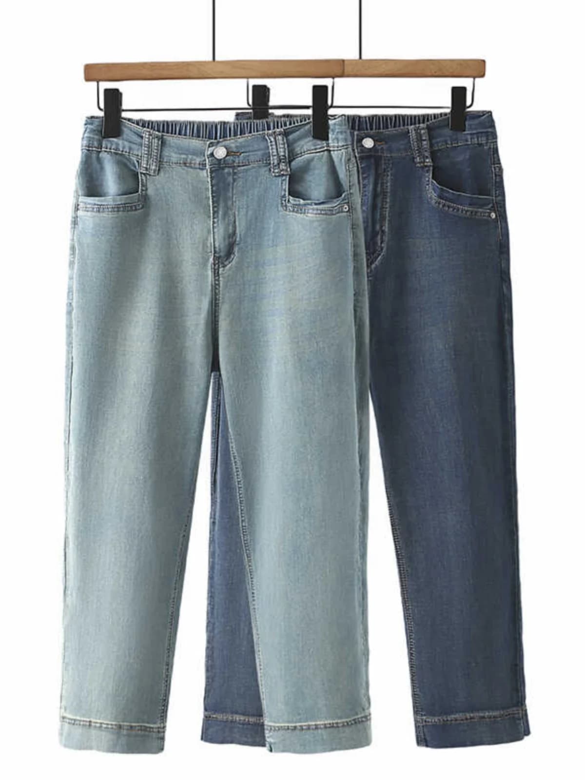 plus Size Women's Fashion Thin Denim Jeans Summer New Arrival High Waist Straight Leg Eighteen Smoke Tube Pants Slimming Effect