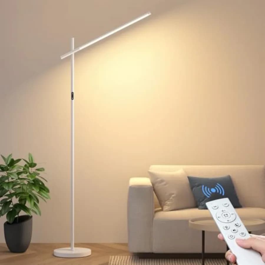 Lampada da Terra Angolare a LED 360 ° Lampada da Terra Minimalista con Testa Rotante, Super Luminosa 1800LM, Dimmerabile con Telecomando, 3000K-6000K Mod