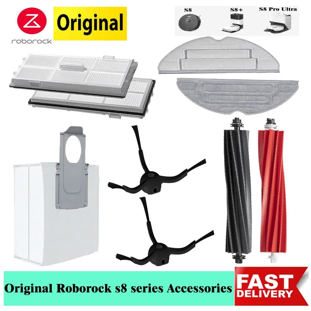Original Roborock S8 Pro Ultra Accessories DuoRoller Brush Filter Mop Dust Bag Side Brush Of S8/S8+ Vacuum Cleaner Spare Parts