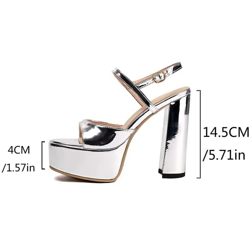 ORCHA LISA Casual Design Sexy Women's Sandals 14.5cm Block High Heel 4cm Platform Buckle Strap Big Size 41 43 Party Dating Style