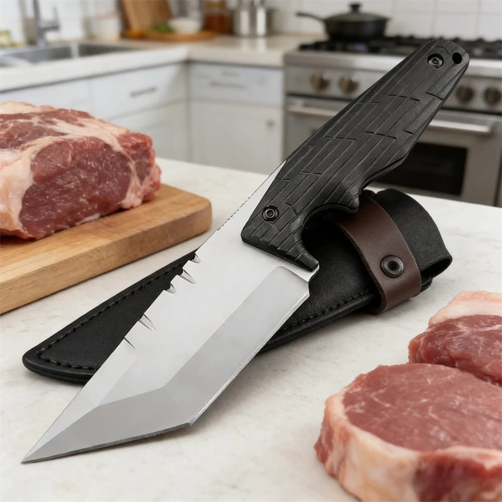 Kitchen knife for new house with sheath Blade 7Cr13Mov and handle G10 Knives for everyday house Meat cutting Durable knife for fish