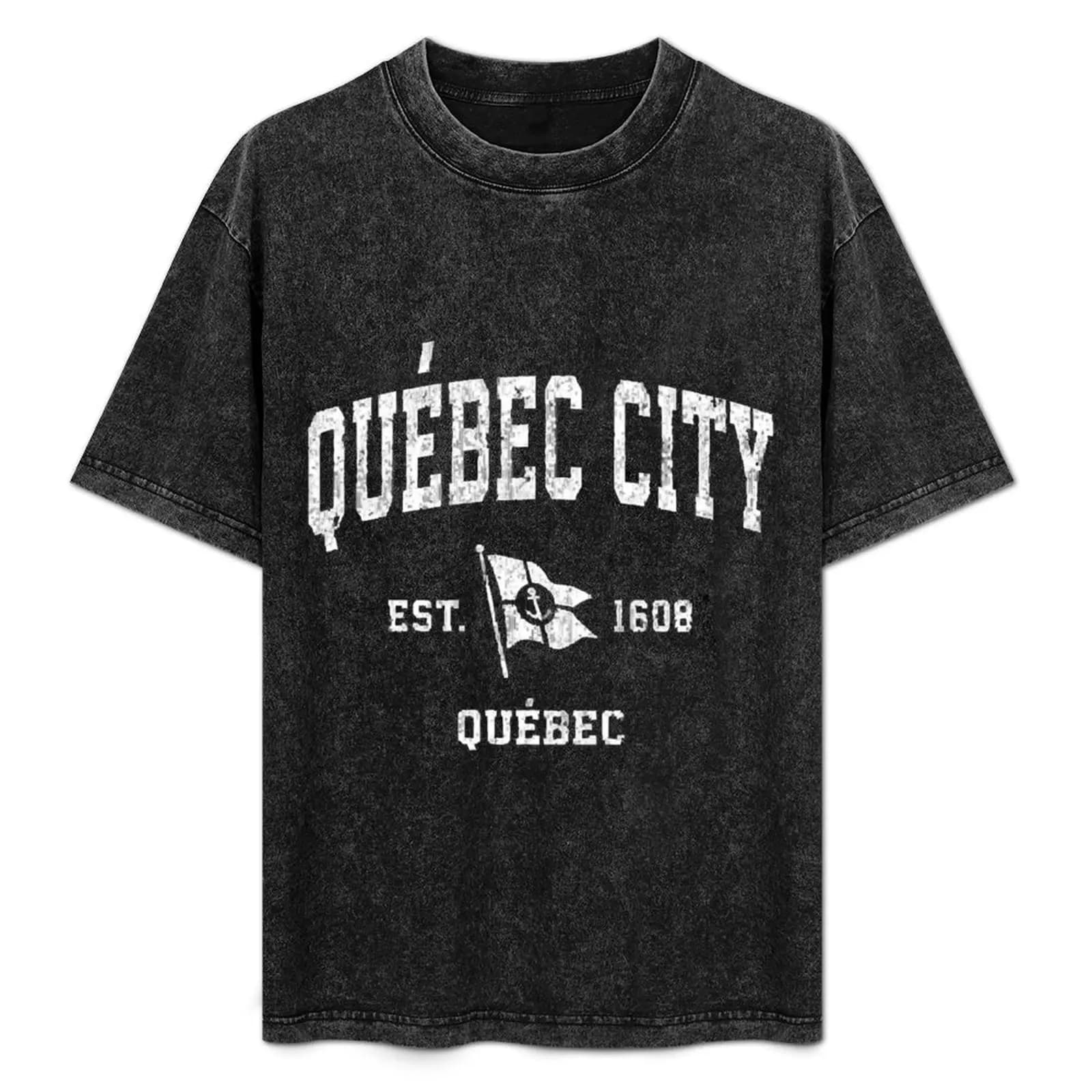 Quebec City Canada Vintage Nautical Boat Anchor Fl T-shirt T-shirt leggera da escursionismo