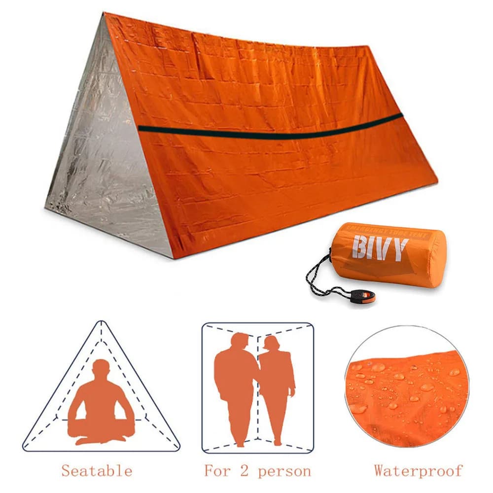 Survival bivouac tent kit for emergency shelter for 2 persons Thermal cover SOS sleeping bag Waterproof survival equipment