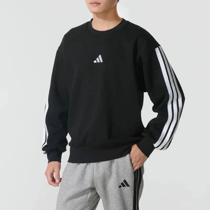 Nuova felpa Adidas unisex ampia e con collo a girocollo, pullover casual e confortevole, tinta unita, abbigliamento sportivo Je6304