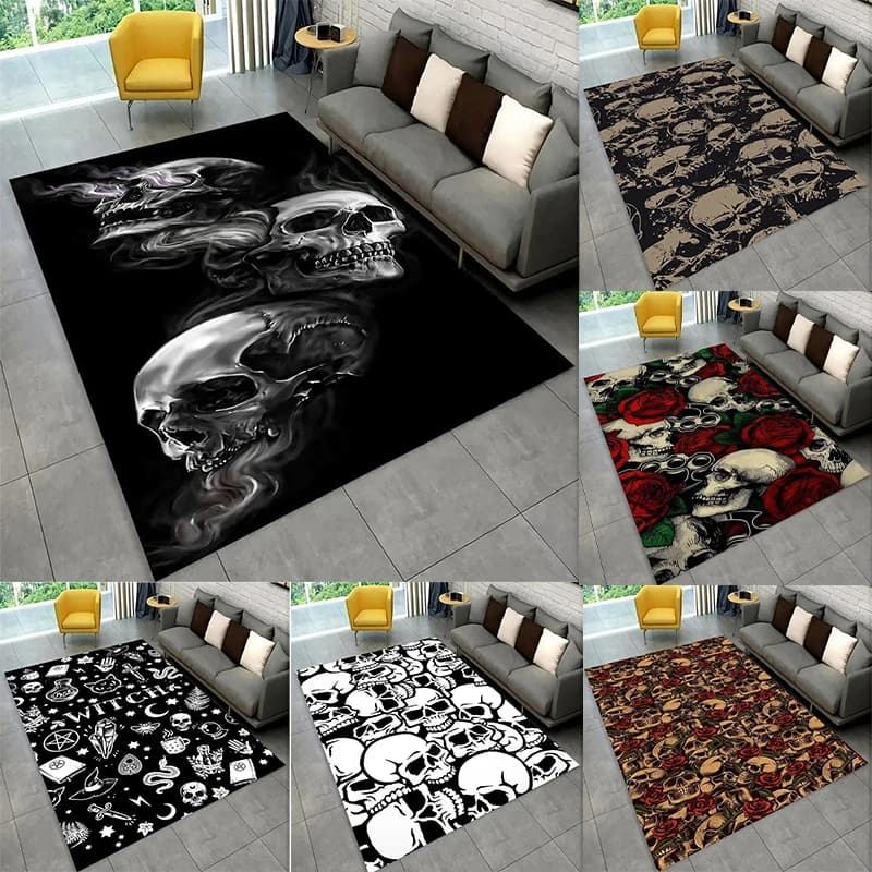 Teschio horror Tappeto stile stregoneria gotico scuro Tappeto sottoltura Tappeto decorativo Zerbino Soggiorno Camera da letto Divano Area Sala giochi