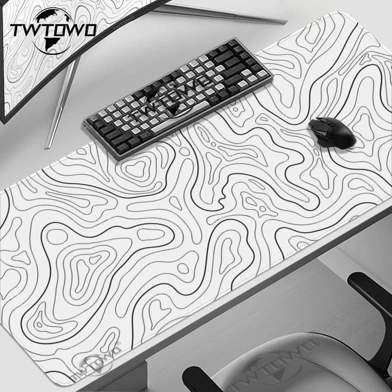 Mouse Pad Gaming Black And White Contour Lines printon demand Large HD Mousepad XXL Playmat Soft Carpet Laptop Mouse Mats