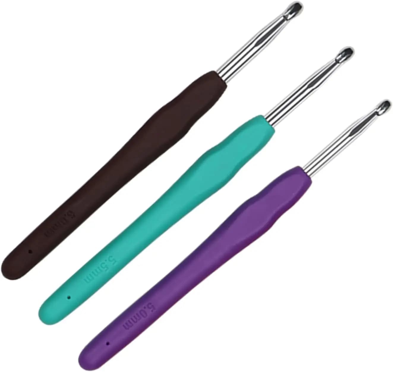 Set di Uncinetti 5.0mm 5.5mm 6.0mm per Lavorare a Maglia Guanti, Cappelli, Sciarpe con Filato Liscio